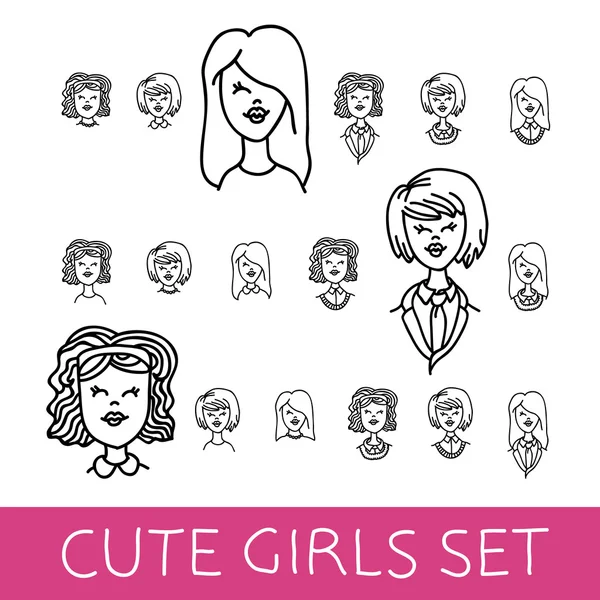 Cute illustrations of beautiful young girls — Stock Vector