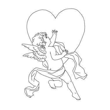 Vektör elle çizilmiş Cupid izole