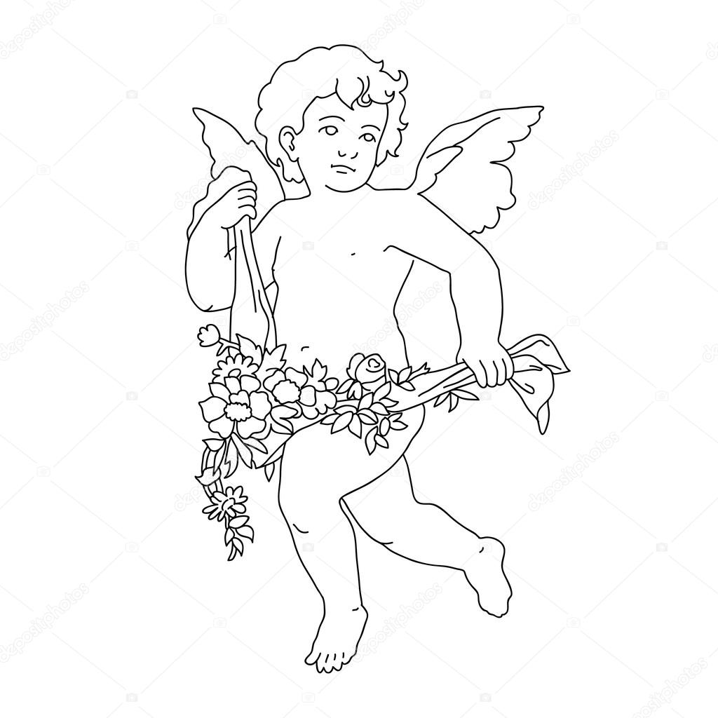 Vector Hand Drawn Cupid Isolated