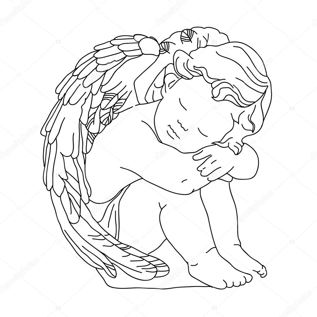 Vector Hand Drawn Cupid Isolated