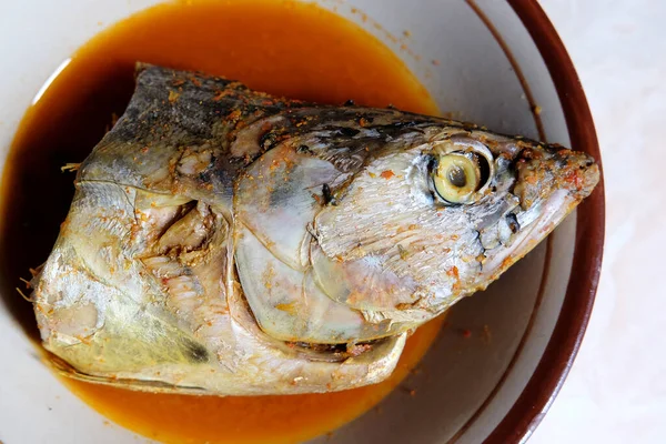 Sour Spicy Tuna Fish Head Asam Pedas Popular Dish Padang — 图库照片