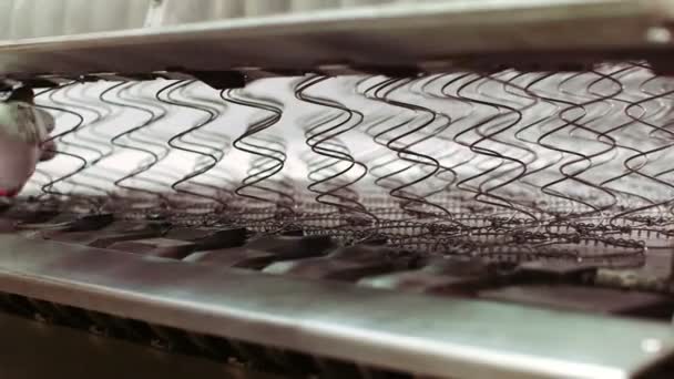 Worker manufacturing mattress — Stock Video