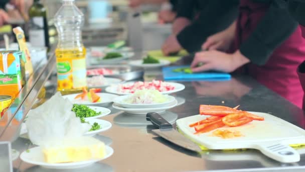 Pessoal de cozinha no local de trabalho — Vídeo de Stock