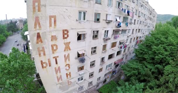 Aerial view of old soviet buildings — Stock Video