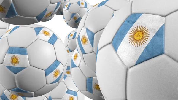 Argentinian soccer balls falling — Stock Photo, Image