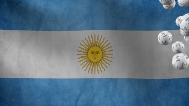 Bolas ondean en bandera argentina — Vídeos de Stock