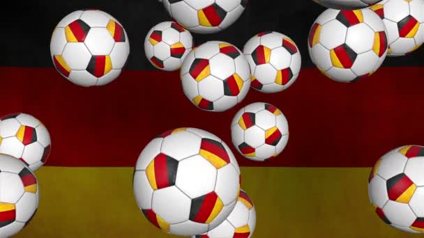 Alemania bolas cayendo en el fondo de la bandera — Vídeos de Stock