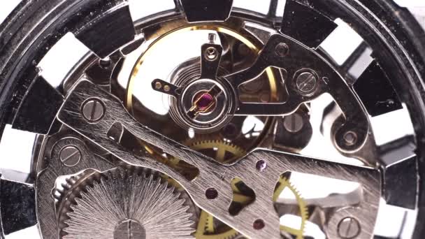 Mecanismo de relógio de metal — Vídeo de Stock