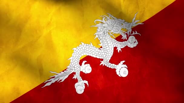 Nationella flagga bhutan — Stockvideo