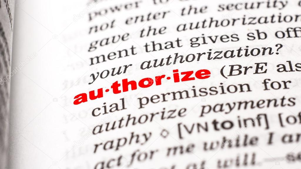 Word authorize in dictionary