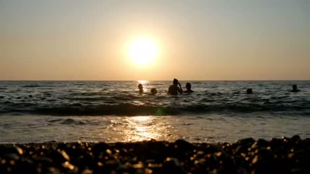 海の水を泳ぐ人たちのグループ — ストック動画