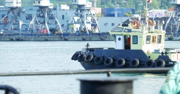 Лодки в порту Батуми — стоковое видео