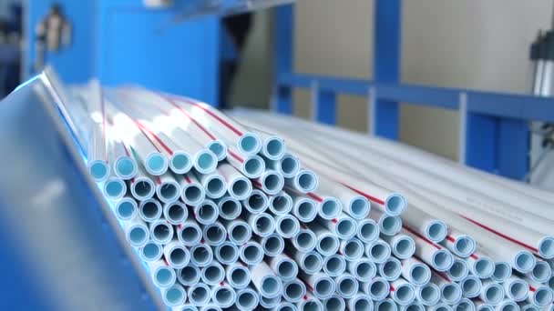 Production process of plastic pipes — Stock Video