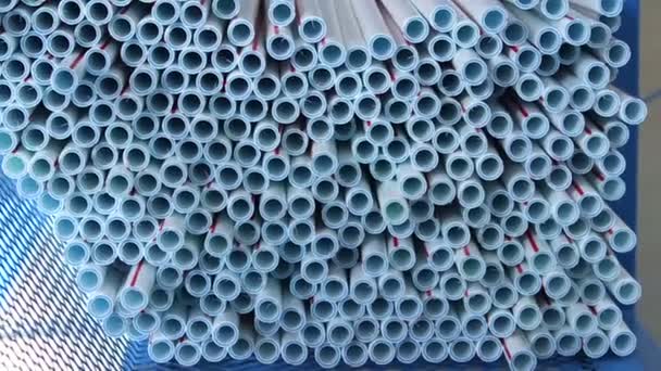 Production process of plastic pipes — Stock Video