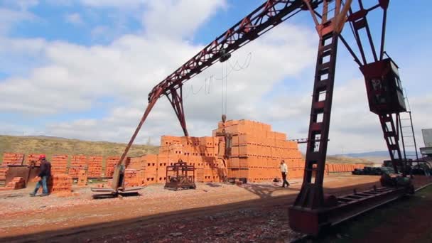 Stacked red bricks — Stock Video