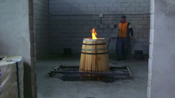 Production of wine barrels — Stock Video