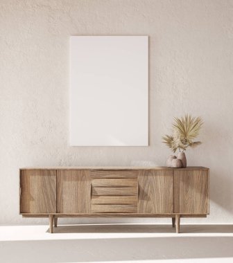 Göçebe tarzı iç arkaplan içerisindeki model tuval, 3d oluşturma