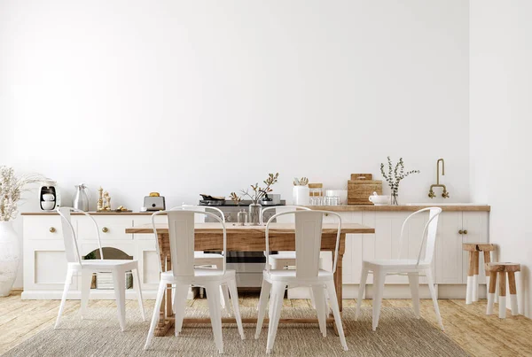 Farmhouse style kitchen interior, 3d render