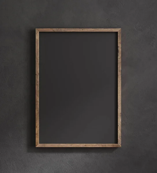 Old Frame Mock Close Black Wall Render — Stock Photo, Image