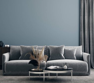 Modern iç arkaplan, duvar maketi, 3d render