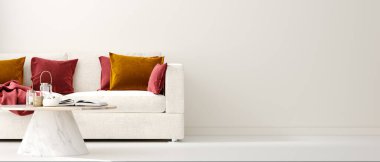 Modern iç arkaplan, duvar maketi, 3d render