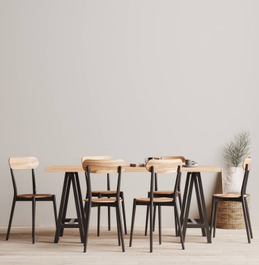 Yemek odası arka planı, duvar modeli, 3D görüntüleme