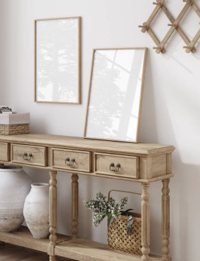 Model çerçeve, rahat çiftlik evinin iç tarafında, 3D görüntüleme.