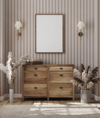 Çiftlik evinin iç tarafındaki çerçeve 3D.