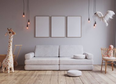 Çocukların yatak odası iç mekan, çerçeve modeli, üç boyutlu görüntüleme