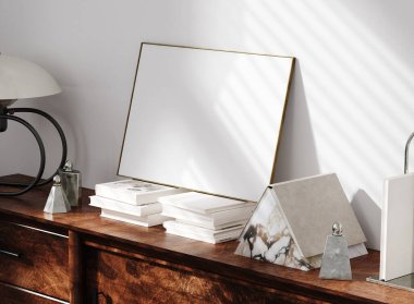 Modern yüzyılın ortalarında mozaik poster çerçevesi, 3D oluşturma