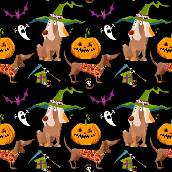 Câini Costume Halloween Fantomă Liliac Dovleac Vacanță Pentru Câini Model — Vector de stoc