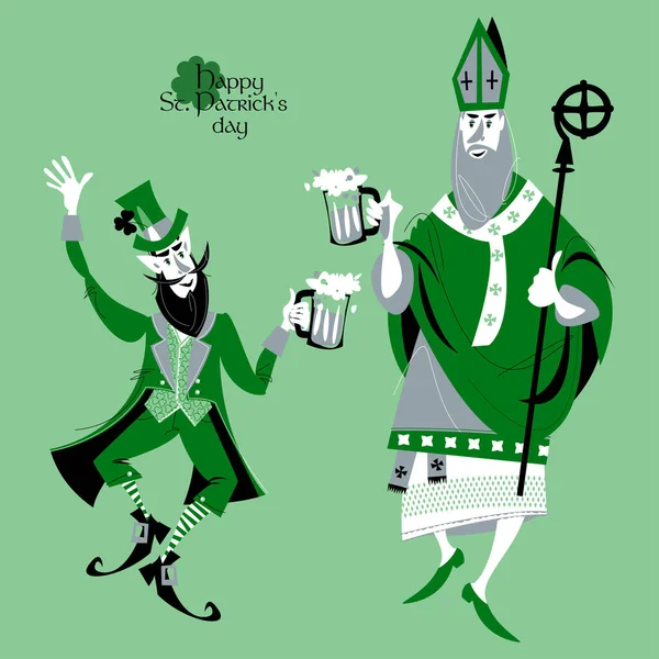 Taniec Patryka Apostoł Irlandii Dzień Świętego Patryka Leprechauna Płynny Wzór — Wektor stockowy