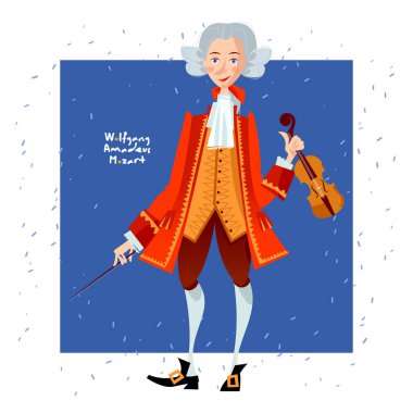 Keman çalan küçük Wolfgang Amadeus Mozart. Ünlü insanlar.. 