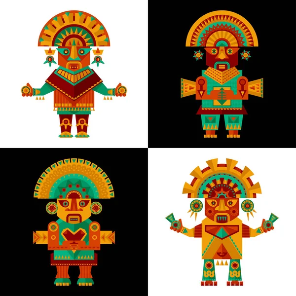 Inca Ceremonial Sculptures Vector Illustration — Stock Vector