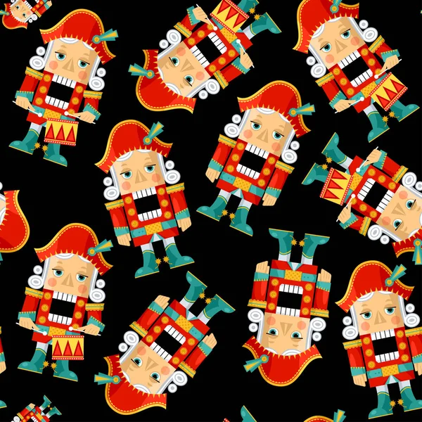 Cascanueces Navidad Patrón Fondo Sin Costuras — Vector de stock