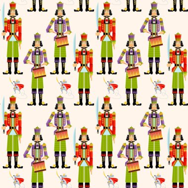 Noel Fındıkkıranı. Kusursuz arkaplan deseni. 