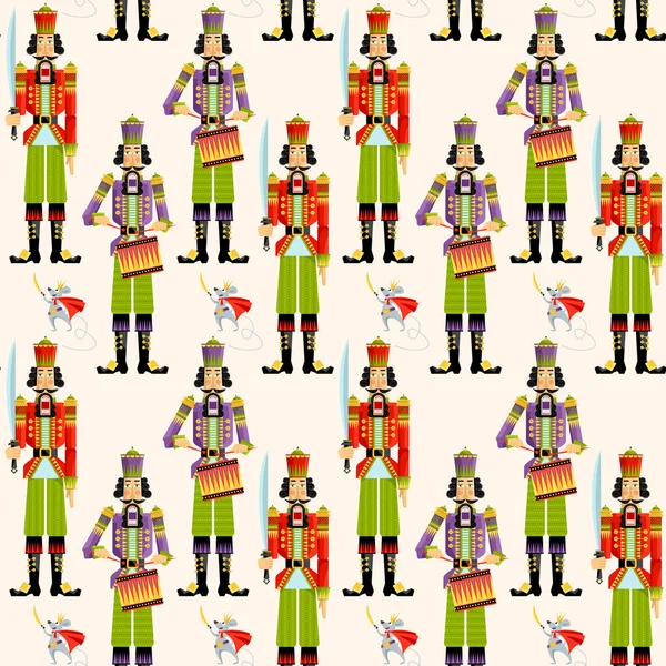 Hristmas Nutcrackers Seamless Background Pattern — Stock Vector