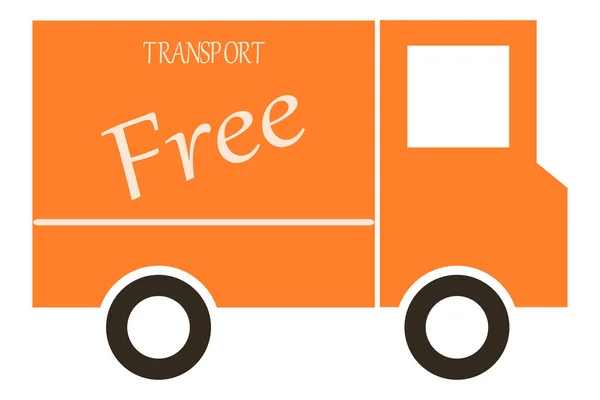 Простой Символ Оранжевого Фургона Бесплатной Доставкой — стоковый вектор