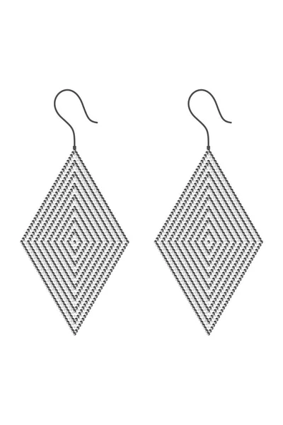 Dos Pendientes Forma Rombo Hechos Cubos Blanco Negro Con Borde — Vector de stock