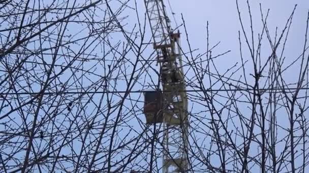 Branches Arbres Grue Sur Fond Ciel Bleu — Video