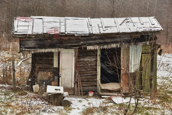 Tymczasowo Opuszczone Mieszkanie Krajobraz Zimowy — Zdjęcie stockowe