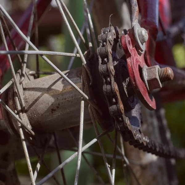Das Heck Des Rades Fahrradteile Hinterradkassette Aus Nächster Nähe — Stockfoto