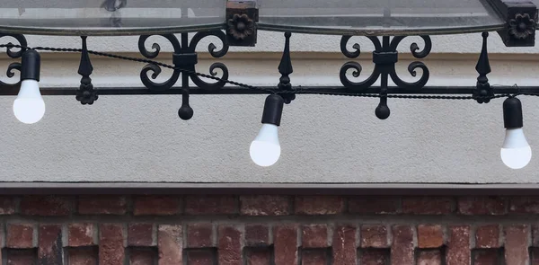 Detail Van Lamp Lampjes Ophangen Die Wit Gloeien — Stockfoto