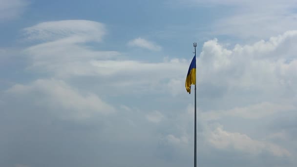 乌克兰国旗 乌克兰国旗日 乌克兰独立日 乌克兰国家的国旗 蓝天白云的背景 乌克兰国旗 — 图库视频影像