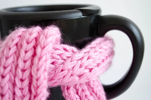 Cup of coffee with scarf — Stock Photo, Image