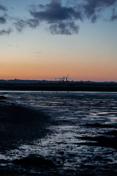 Crépuscule Sur Côte Anglaise Marée Basse Dans Hampshire Angleterre Campagne — Photo