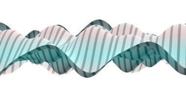 Siyah ve beyaz eğrinin üç boyutlu çizimi ve çeşitli yüzey şekilleri illüzyonu. İllüzyon çizimi. Dalga çizgisi dinamik eğri bayrağının gelecekteki arkaplanı