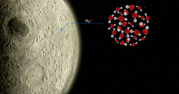 3D Illustration SOFIA found water on the surface of the moon, surface rash of the moon contains large amounts of water or H2o compounds.