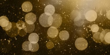 Altın bokeh arkaplan resmi ve noel ışıkları yanıp sönen yıldızlar, bulanık bokeh, 3D resim.