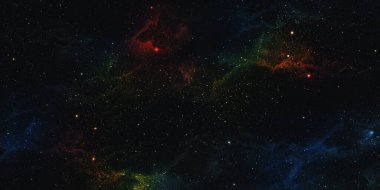 Gerçekçi nebula alanı arka planı yıldız tozu ve fantezi samanyolu ile sürüklenen parlayan yıldızlar. Sihirli renk galaksisi Evren ve yıldızlı gece 3 boyutlu illüstrasyon